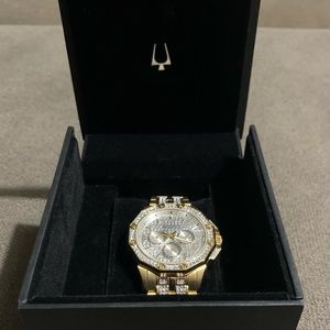 Crystal Accented GoldStainless Steel Watch 43mm